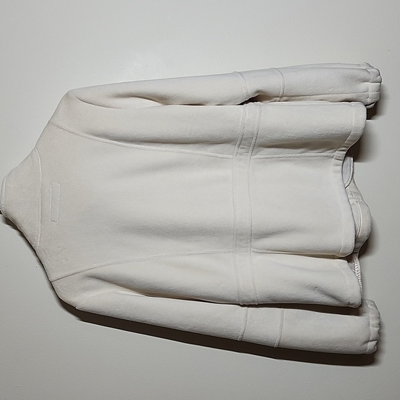 Kristen Blake White Fleece Full Zip Jacket Pockets Waist Cinching Toggles Large - Picture 9 of 9